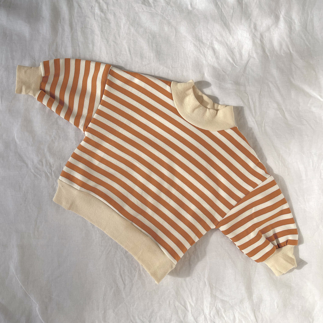 Classic High Neck Stipe Sweat - Pumpkin Stripe